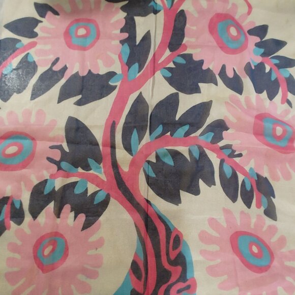 Vintage Italian Floral Polyester Scarf Bold Pink Blue Design 27 by 27 Inches - Picture 9 of 11